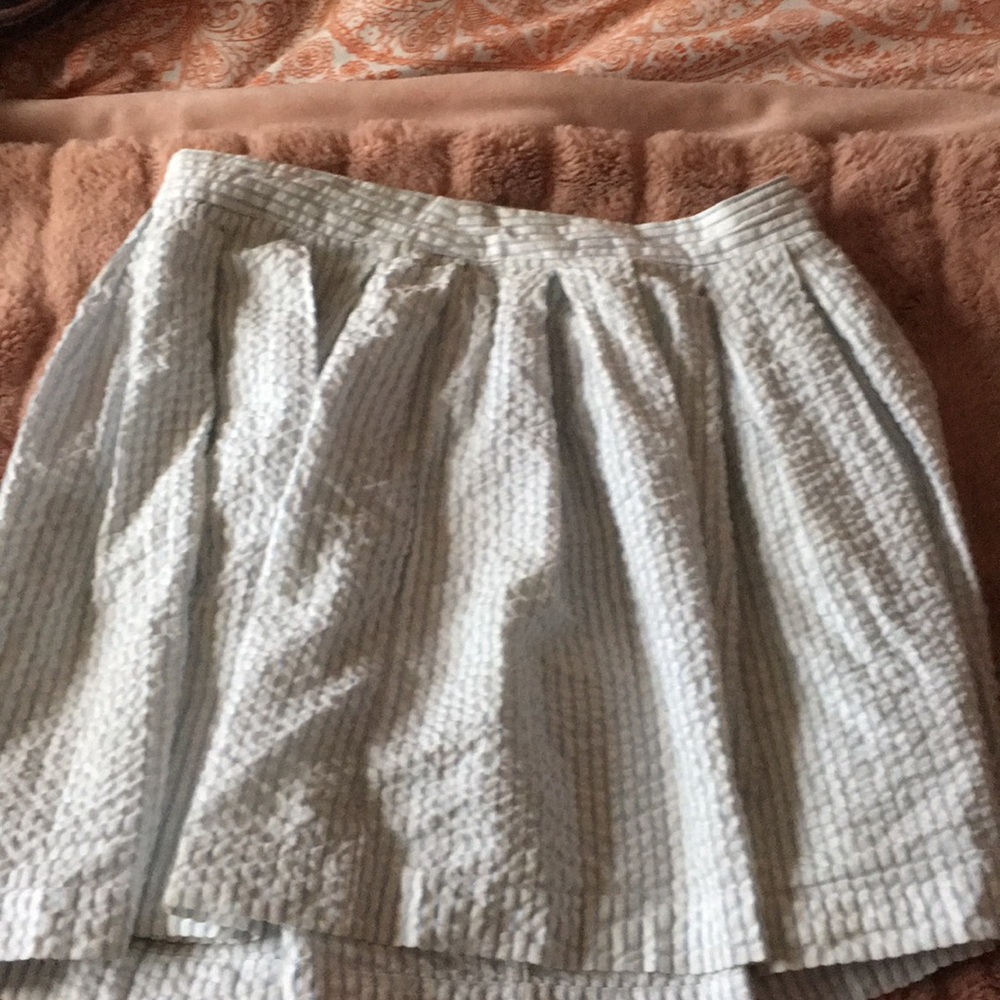 blue and white striped skirt
